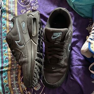 Nike Air Max Men's Black Sneakers with Light Blue Swoosh